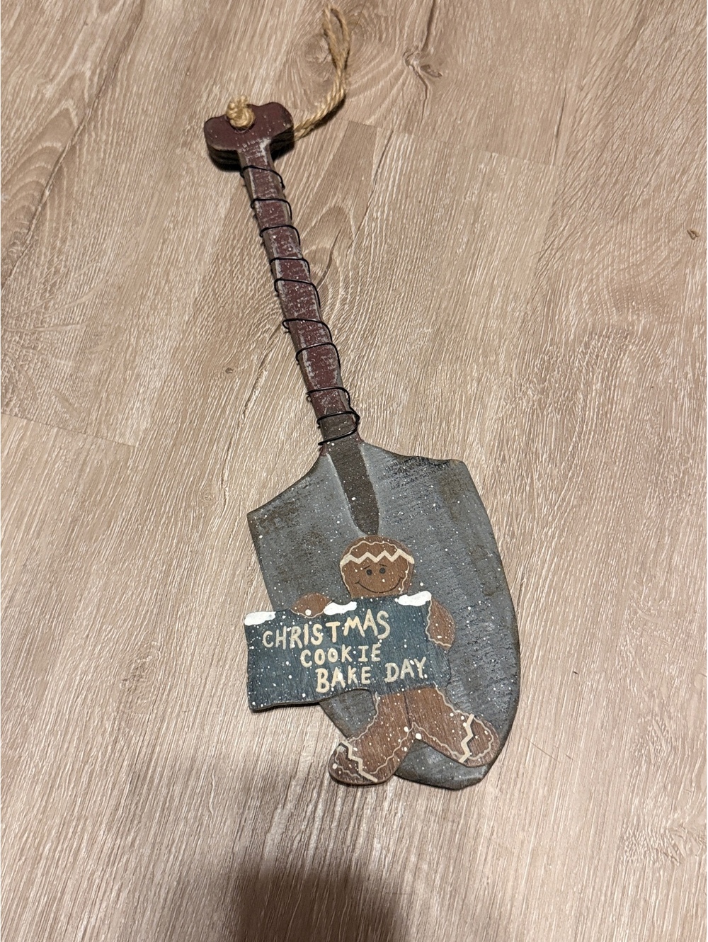 Rustic Wooden Christmas Cookie Bake Day Shovel Ornament